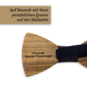 Fliege aus echtem Holz im Set inkl. Holzanstecker & Einstecktuch Holzfliege Mit Liebe handgemacht Auf Wunsch personalisiert/graviert zdjęcie 6