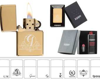 Original ZIPPO • High gloss brass • Engraved / Personalized