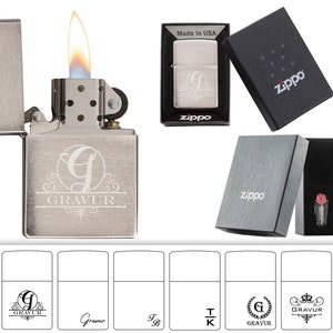 Original ZIPPO • Chrome Brushed • Engraved / Personalized