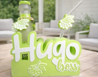 Hugo Holder STL 3MF | Sparkling Wine Bottle Holder 3D Print File | Summer Gift Idea | Elderflower Drink Holder | Straw Holder