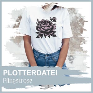 Peony flower plotter file SVG DXF PNG Jpg