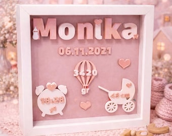Birth Baby Birth Frame Gift Baby Shower 3D Print STL Pink