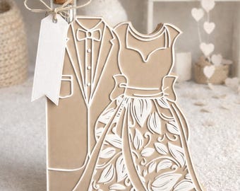 Wedding Money Gift 3D Print File | STL 3MF Bride and Groom | Modern Gift Certificate Holder | DIY Wedding Gift