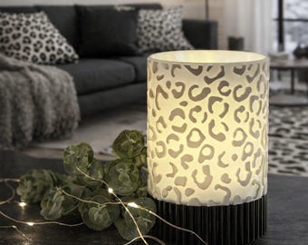 3D print file for LED tealight holder with leopard print pattern
