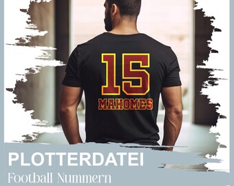 Football Numbers Chiefs Back Numbers SVG DXF PNG Jpg