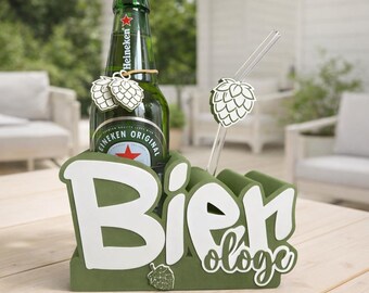 Beerologist Holder STL 3MF | Beer Bottle Holder 3D Print File | Gift for Beer Lovers | Straw Holder | Beer Gift Idea