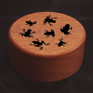 Frogs Frogs Frogs trinket box / Frog on a mushroom /Bedside jewelry box / Gift for the frog lover