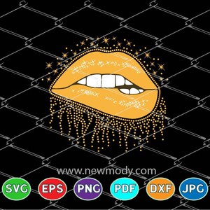 Shiny Lips SVG -  Golden Glitter Lips Svg - Dripping Lips SVG - Lips png - Kiss Svg - Dripping Lips vector clipart  - Lips Svg
