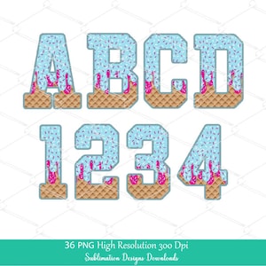 Streuen Sie Drip Alphabet PNG Clipart, Pink, Blaue tropfende Eiswaffel Waffel Trendy Sport Alpha Png, Buchstaben und Zahlen 0-9
