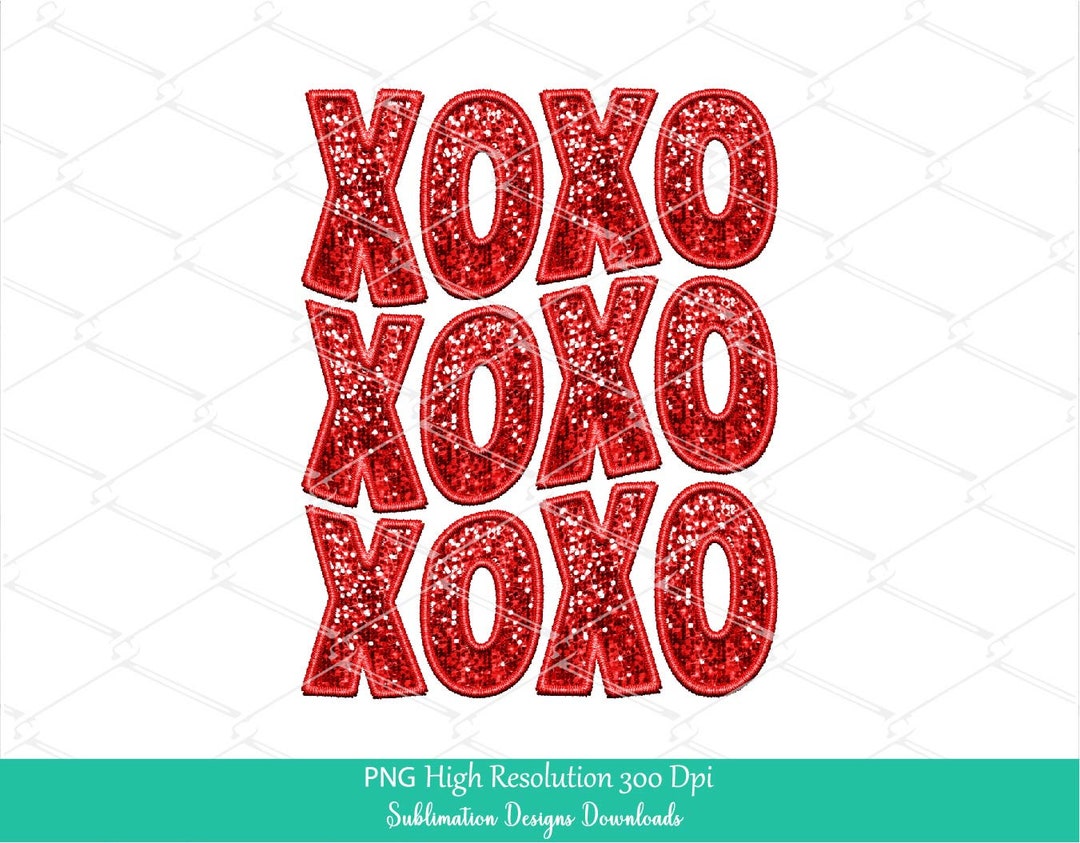 Xoxo Red Sequin PNG, Glitter Love Valentine’s Day Sublimation & DTF ...