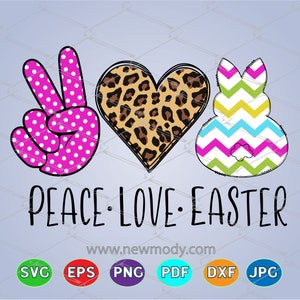 Peace Love SVG Cut files - Easter SVG Svg for cricut and silhouette - Peace Sign Hand Svg - Doodle Heart SVG - Easter Bunny Svg
