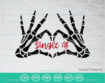 Single AF Skeleton Heart Hands SVG: Valentine's Day Design (Digital Files)