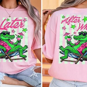 Funny Later Alligator After While Gator PNG, Preppy Striped Sublimation, Summer Vacation Vibes