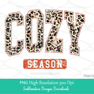 Cozy Season PNG, Retro Grunge Leopard Varsity Sublimation Design, Distressed Fall Autumn Vibes Clipart, Vintage Pumpkin Season Shirt Design