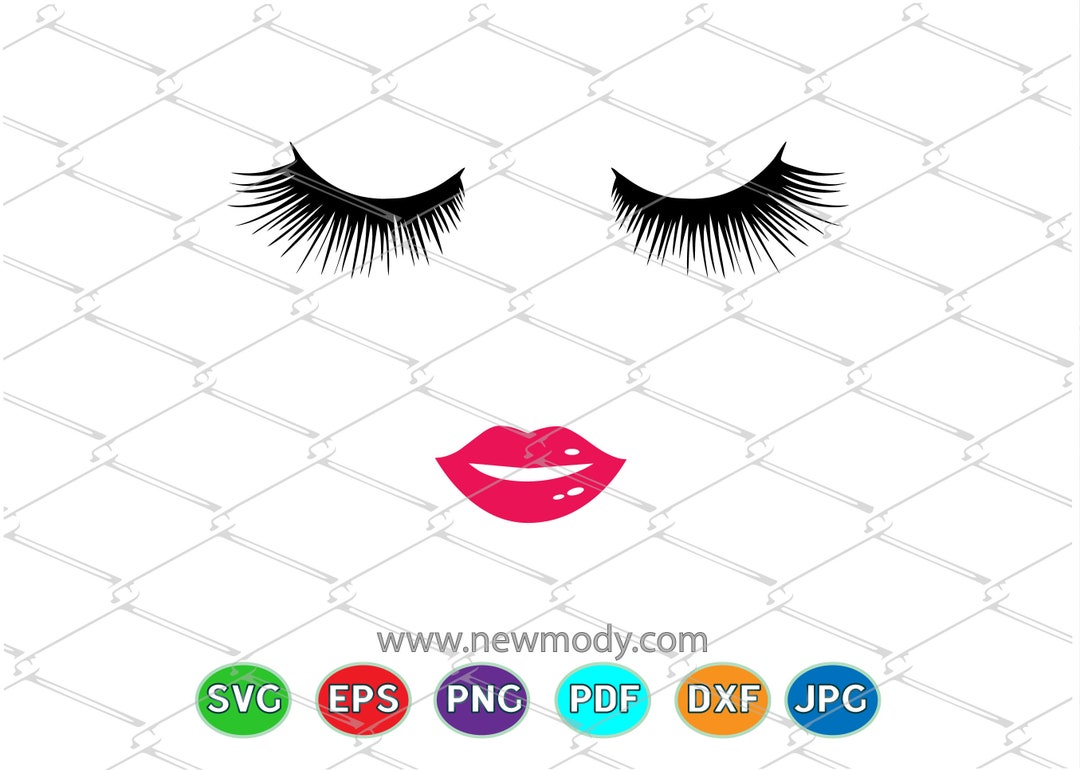 Eyelashes and Lips Svg Cut Files - Lips SVG - Lashes Svg - Eyelash Svg ...