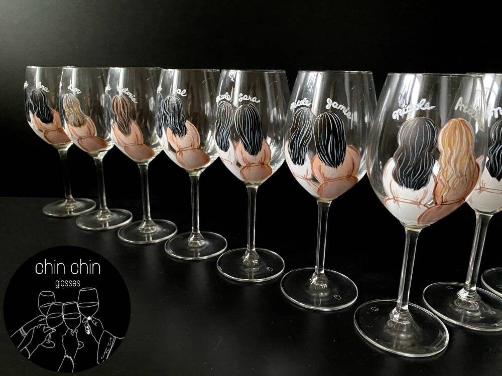 Custom Wine Glasses Bridal Shower Bridesmaid Gifts Etsy UK