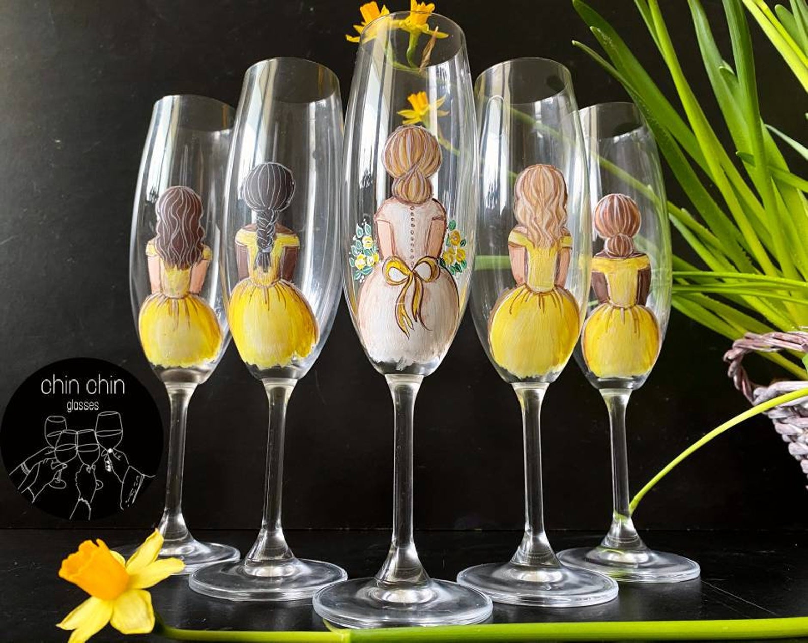 Custom champagne glasses Bridal shower Bridesmaid gifts Etsy