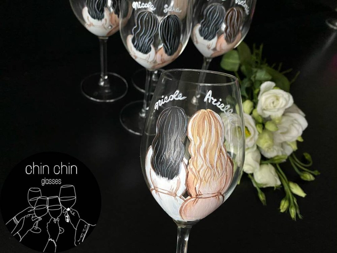 Custom Wine Glasses Bridal Shower Bridesmaid Gifts Bachelorette Party