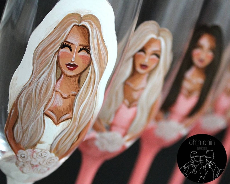 Custom Champagne Glasses Bridal Shower Bridesmaid Gifts Etsy