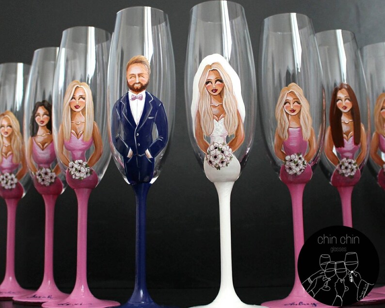 Custom Champagne Glasses Bridal Shower Bridesmaid Gifts Etsy