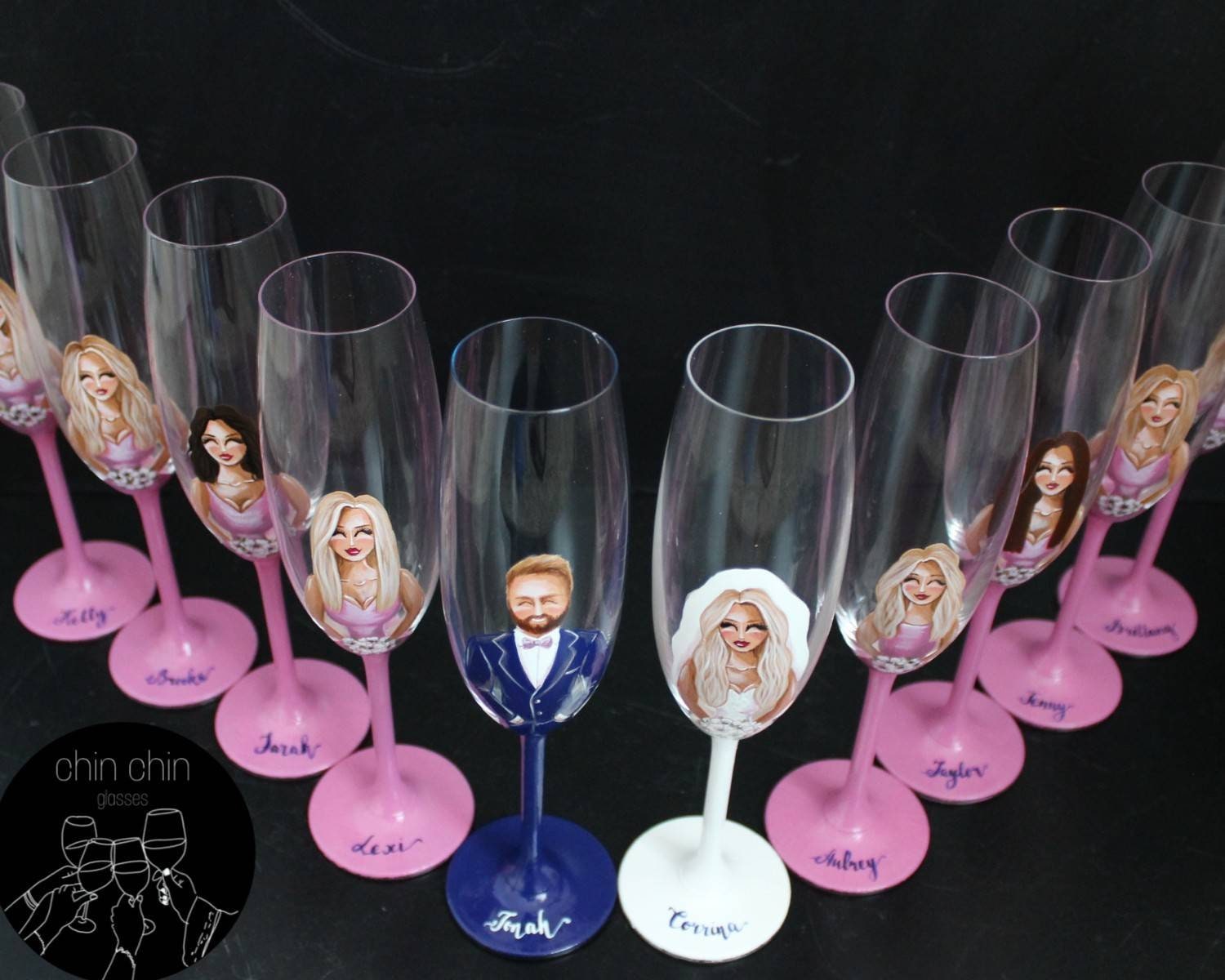 Custom champagne glasses Bridal shower Bridesmaid gifts Etsy