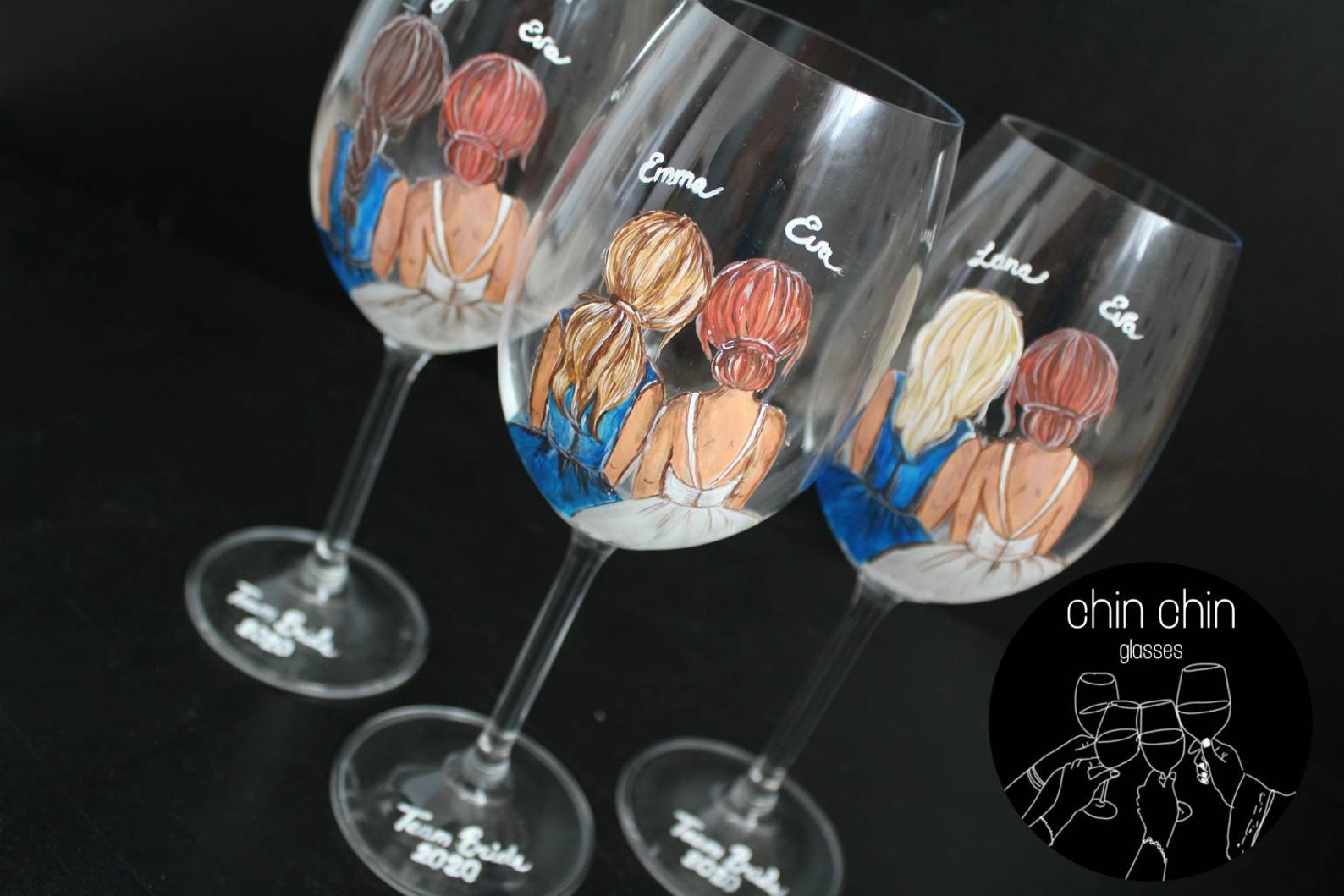 Custom Wine Glasses Bridal Shower Bridesmaid Gifts Etsy