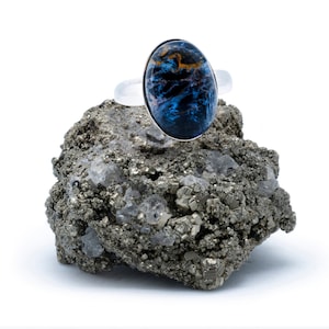 BLUE PIETERSITE RING | Oval Pietersite Ring | Natural Gemstone Ring | Handmade Silver Ring | Black Pietersite Jewelry | Positive Energy Ring