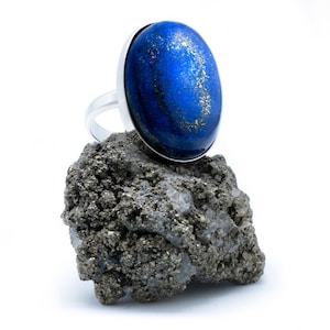 LARGE LAPIS LAZULI Ring | Bold Lapis Ring | Statement Jewelry | Sterling Silver Ring | Lapis Lazuli Gemstone Ring | Unique Blue Stone Ring