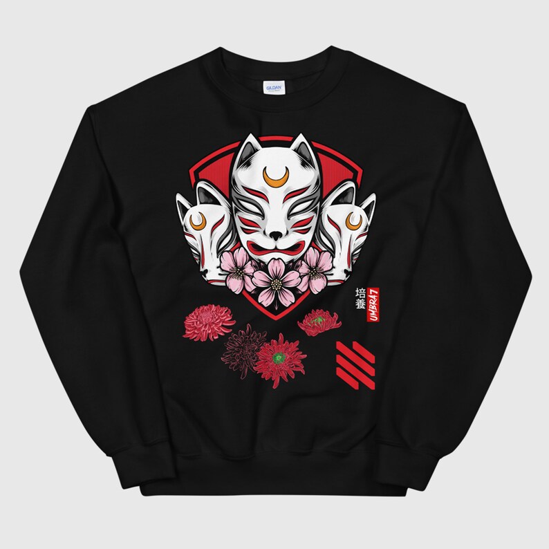 Kitsune Fox Japanese Streetwear Clothing Cyberpunk Anime Long Etsy