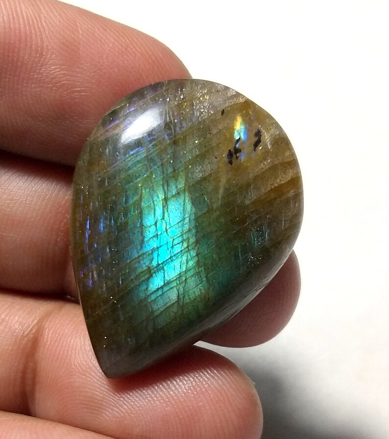 100 /% Natural Amazing AAA+ 36.50 Ct Great Color Purple Flashy Labradorite Cabochon Pear Shape 30x22x7 mm Labradorite Pendant Size.CB-278