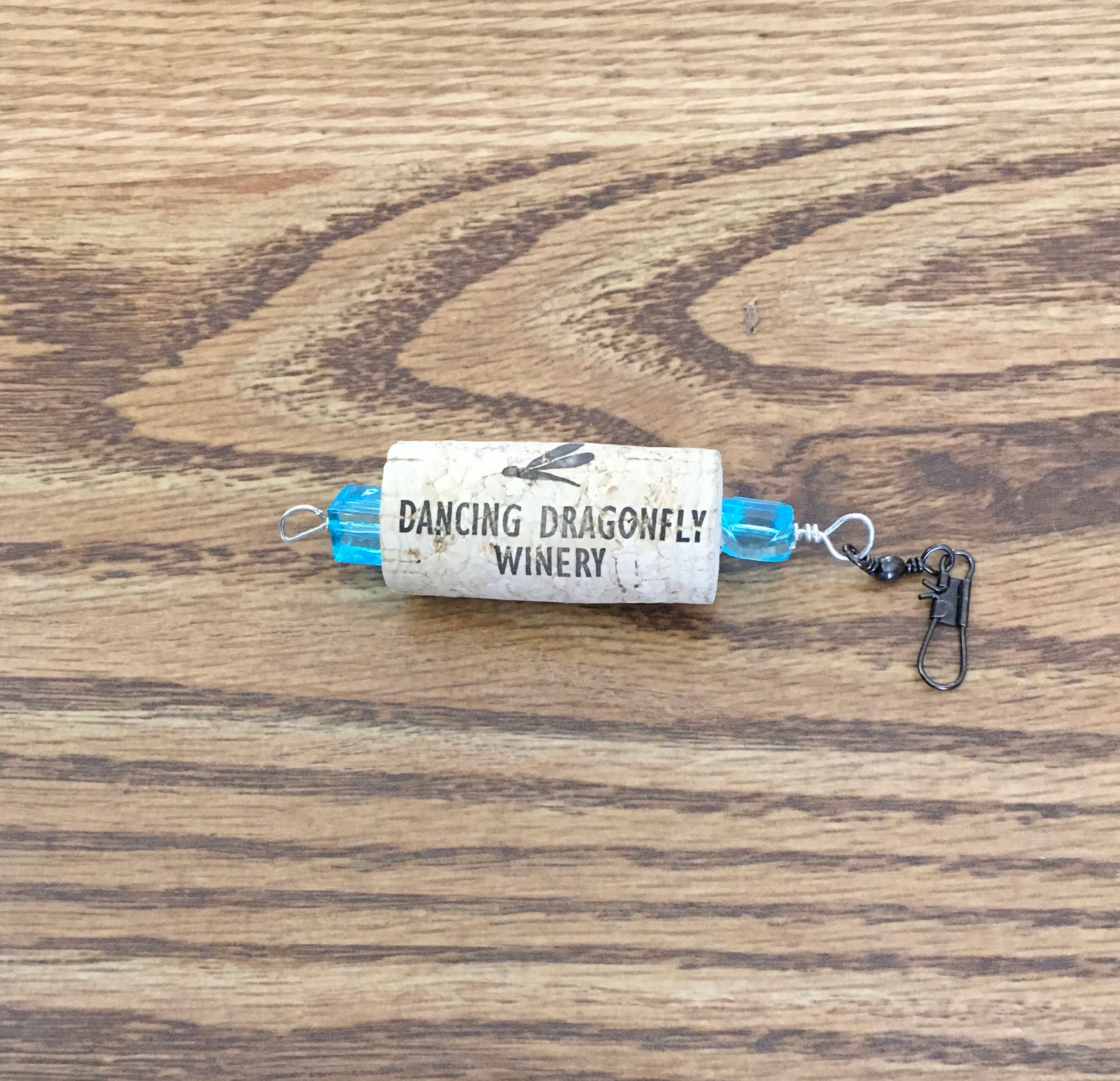 Handmade wine bottle cork fishing lures with blue beads and Etsy