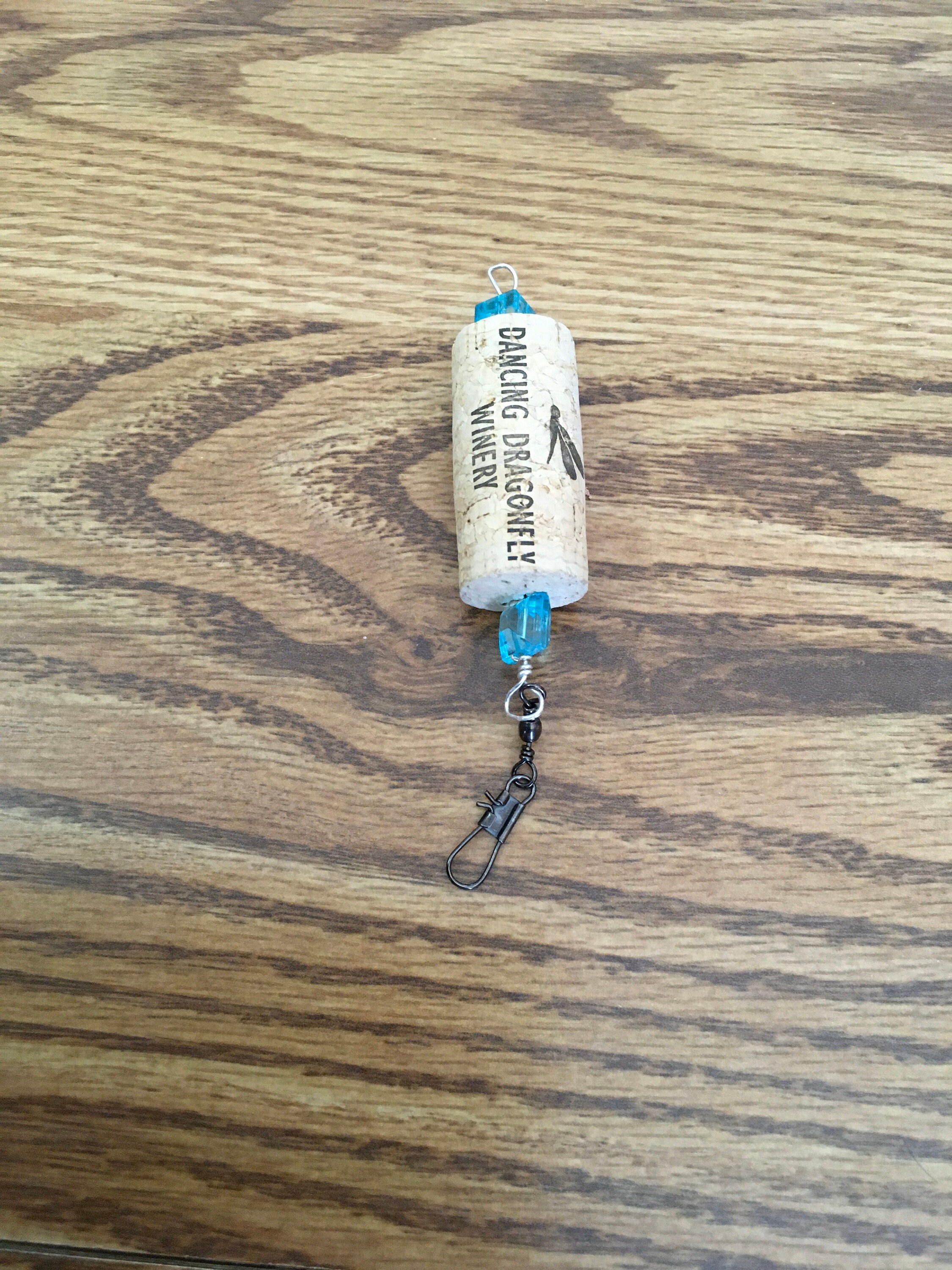 Handmade wine bottle cork fishing lures with blue beads and Etsy