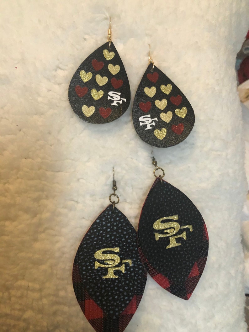 San Francisco 49ers Faux Leather Earring