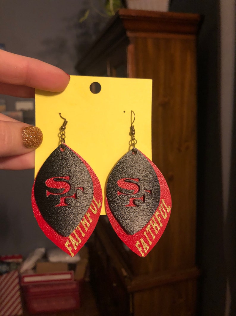 San Francisco 49ers Faux Leather Earring