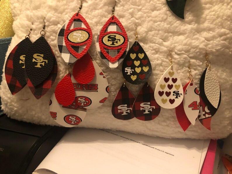 San Francisco 49ers Faux Leather Earring
