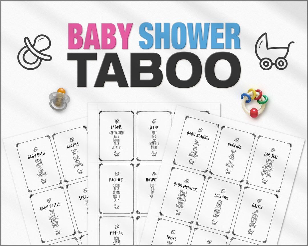 Baby Shower TABOO | Printable Baby Shower Game | Minimalist Design ...