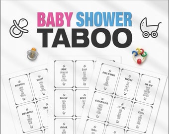 Baby Shower TABOO | Printable Baby Shower Game | Minimalist Design | Mother to Be Party Idea | 108 Cards | Instant Download and Print