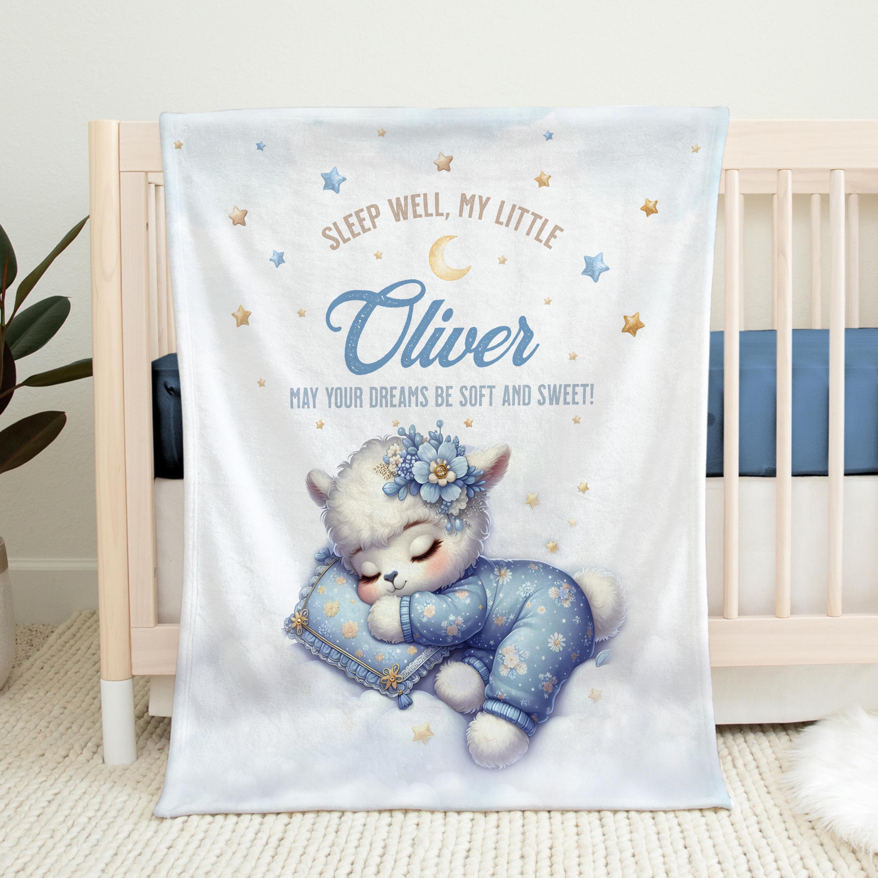 Personalized Baby Blanket With Name - Custom Alpaca Print Throw For Newborn Girls, Baptism Gift (30x40 Inches) - View #6