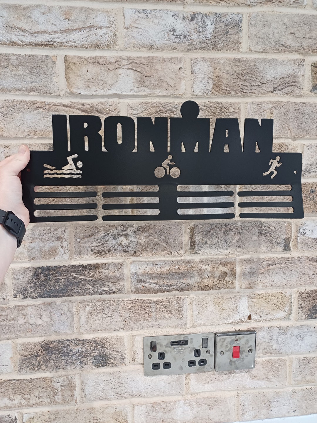 XL Triathlon Trophy Rack Gift Medal Holder Wall Storage Medal and ...