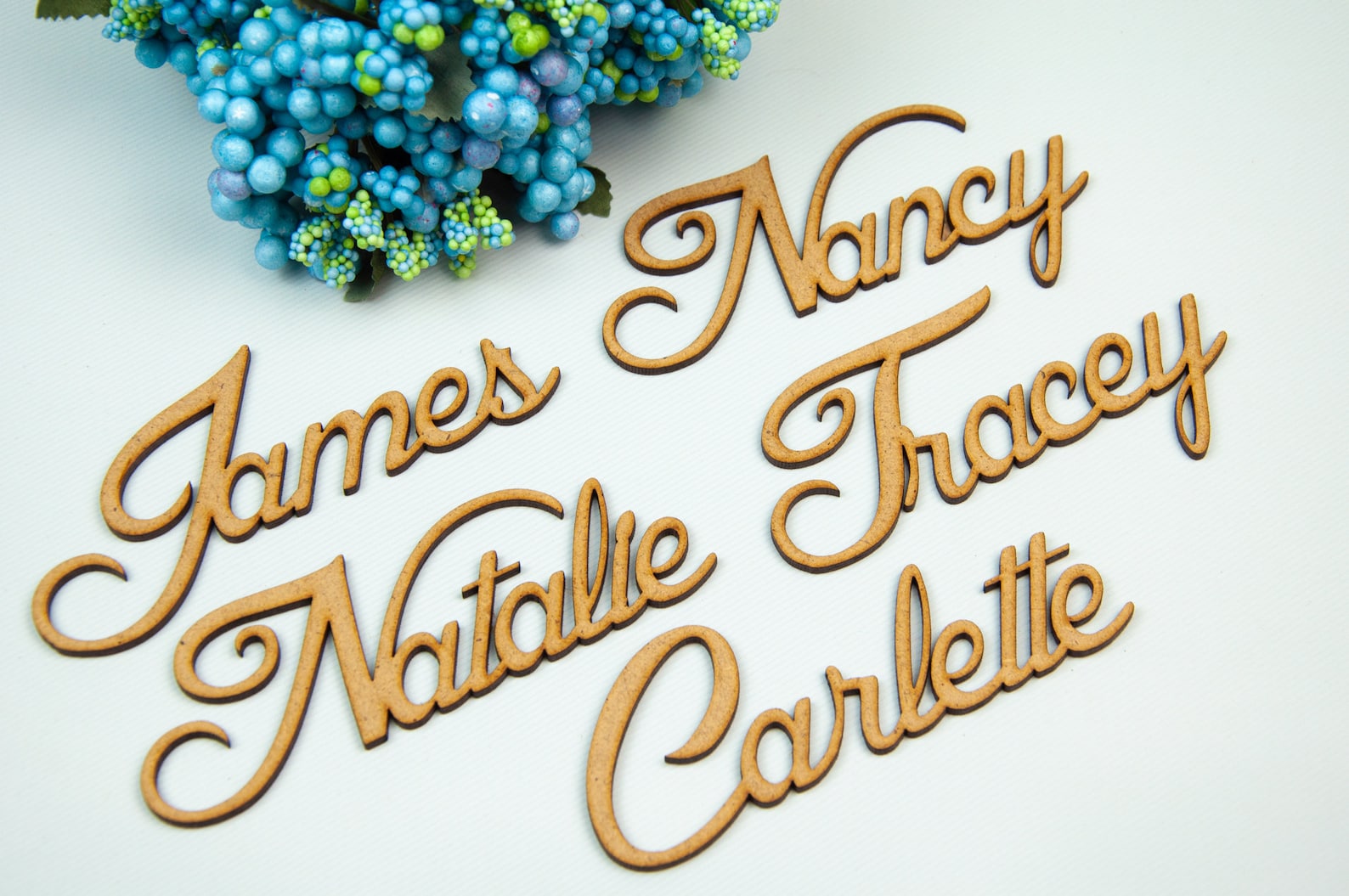 Wooden laser cut names Wedding place cards Name place settings Etsy