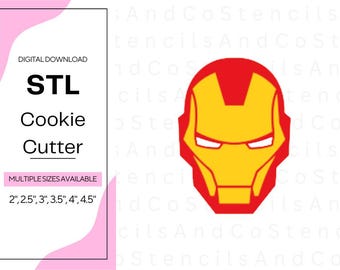 Iron Man Cookie Cutter STL File: 3D Printable Design (Digital Download, Multiple Sizes)