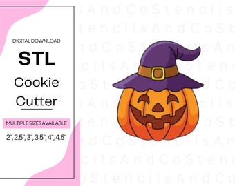Witch Pumpkin Cookie Cutter STL Files: Halloween 3D Printer Designs (Digital Download)