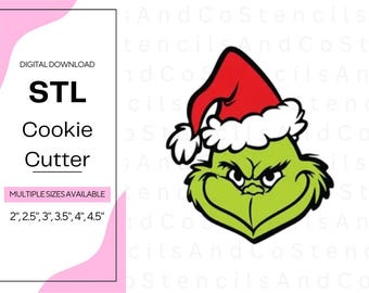 Grinch Cookie Cutter STL Files: 3D Printer Holiday Designs (Digital Download