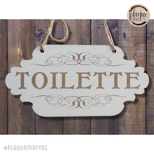 TOILETTE wooden door plaque WC hanging sign Door hangers Wall sign French entrance decoration Toilet Door Sign