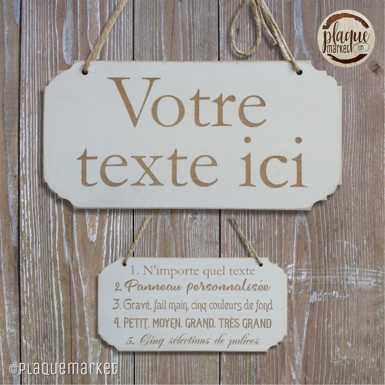 Personnalisable votre texte ici plaque en bois, Pancarte de mariage personnalisé, Décoration murale, Cadeau d'anniversaire, Plaque de porte image 4