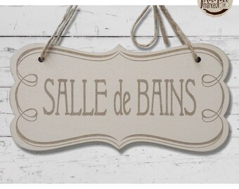 Bathroom Bathroom wooden door plate Shower room hanging poster door sign Decoration Vintage gift