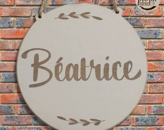 Personalized name plaque for nursery, Welcome Baby card, Wooden door plaque, Child/baby sign, Round sign, Baby shower gift