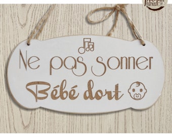 Ne Pas Sonner Bébé Dort Plaque de Porte en Bois, Accroche porte, Panneau d'Entrée, Pancarte à Suspendre Décoration de Maison Chambre Cadeau