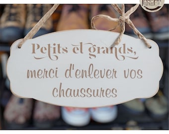 Bienvenue Veuillez Retirer Vos Chaussures Plaque de Porte en Bois Pancarte d'entrée Panneau à Suspendre Décoration de Maison Cadeau