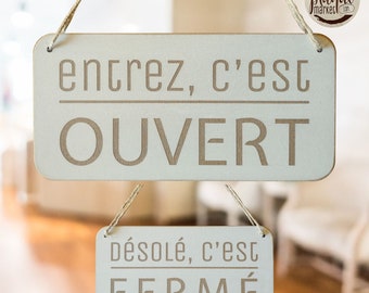 Ouvert/Fermé panneau de boutique en bois, Plaque de porte magasin, Pancarte d'entrée, Panneau de fenêtre, Panneau à Suspendre, Double face